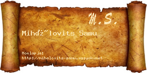 Mihálovits Samu névjegykártya